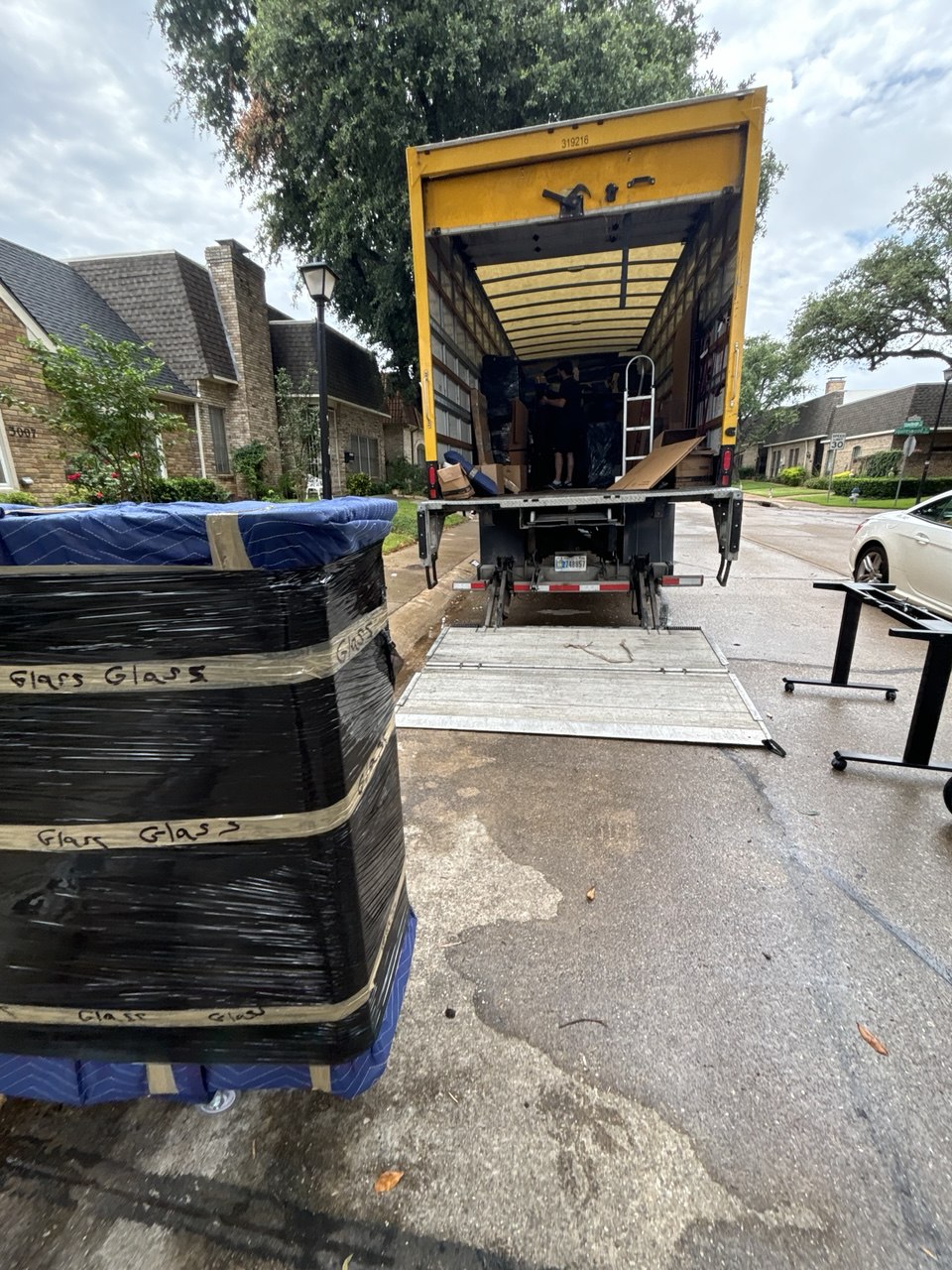 Carefully packed glass items for moving